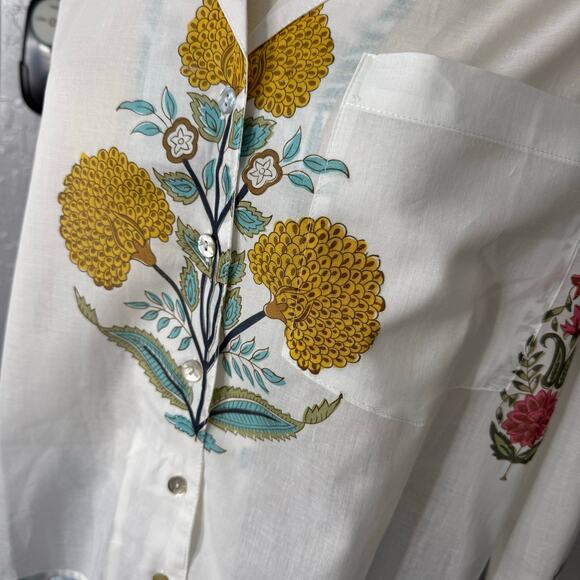 Edit Jason Wu Floral Notch Collar Button-Up Shirt, S Petite - Picture 2 of 4